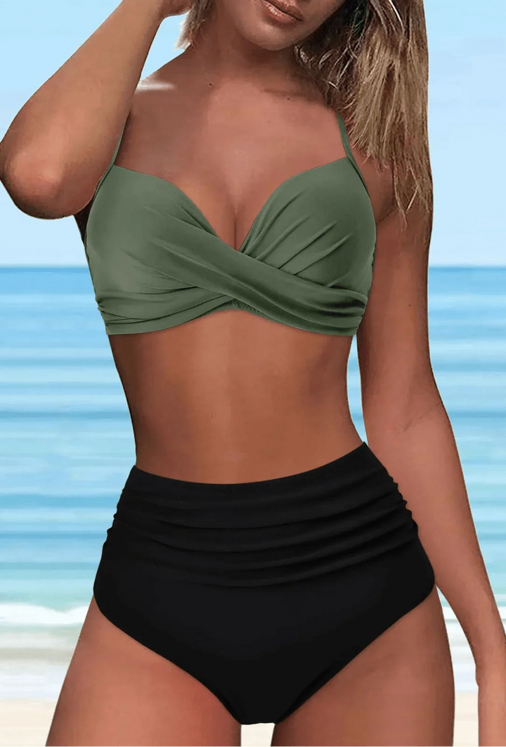 Bikini con Cintura Alta y Top Cruzado Ref. 0127 - Marea Bella Swimwear