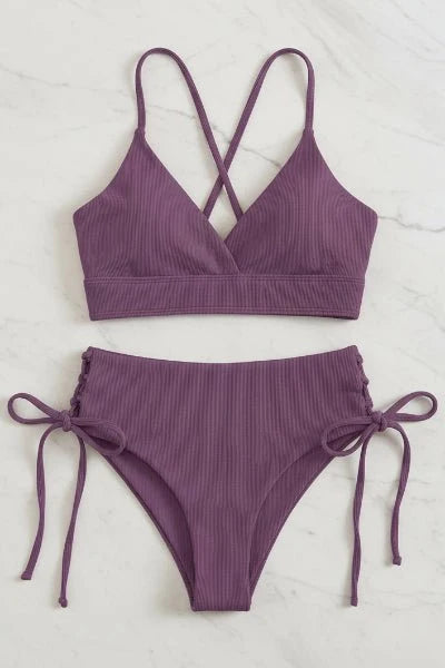 Bikini con Escote Triangular Espalda Cruzada y Lazos Laterales Ref. 0737 - Marea Bella Swimwear