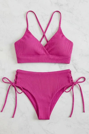 Bikini con Escote Triangular Espalda Cruzada y Lazos Laterales Ref. 0737 - Marea Bella Swimwear