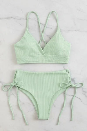 Bikini con Escote Triangular Espalda Cruzada y Lazos Laterales Ref. 0737 - Marea Bella Swimwear