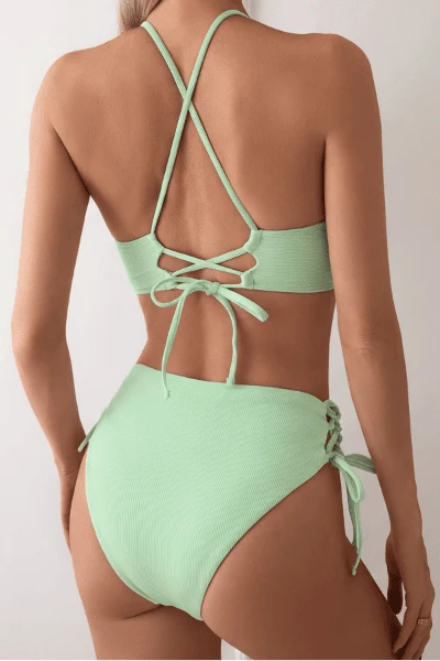 Bikini con Escote Triangular Espalda Cruzada y Lazos Laterales Ref. 0737 - Marea Bella Swimwear