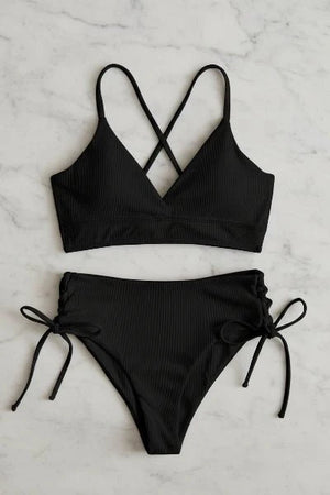 Bikini con Escote Triangular Espalda Cruzada y Lazos Laterales Ref. 0737 - Marea Bella Swimwear