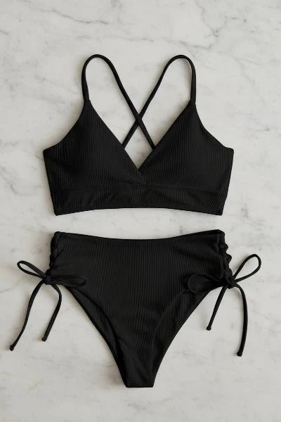 Bikini con Escote Triangular Espalda Cruzada y Lazos Laterales Ref. 0737 - Marea Bella Swimwear