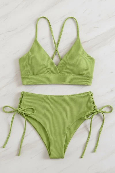 Bikini con Escote Triangular Espalda Cruzada y Lazos Laterales Ref. 0737 - Marea Bella Swimwear