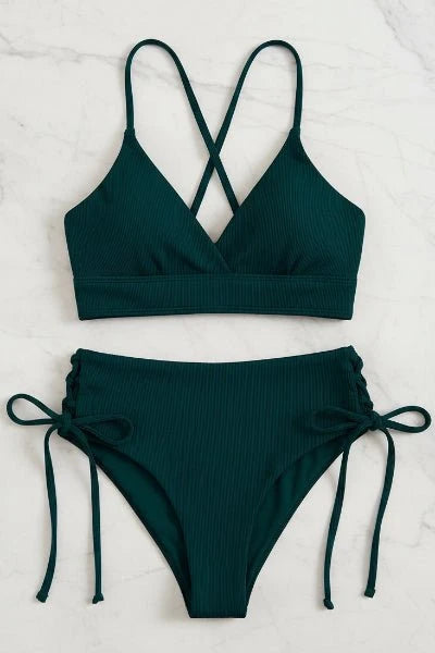 Bikini con Escote Triangular Espalda Cruzada y Lazos Laterales Ref. 0737 - Marea Bella Swimwear