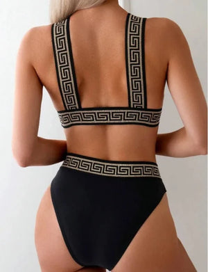 Bikini con Estampado Geométrico Dorado Ref. 0529 - Marea Bella Swimwear