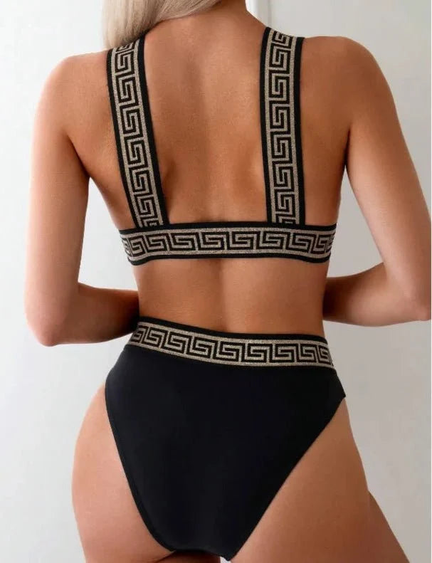 Bikini con Estampado Geométrico Dorado Ref. 0529 - Marea Bella Swimwear