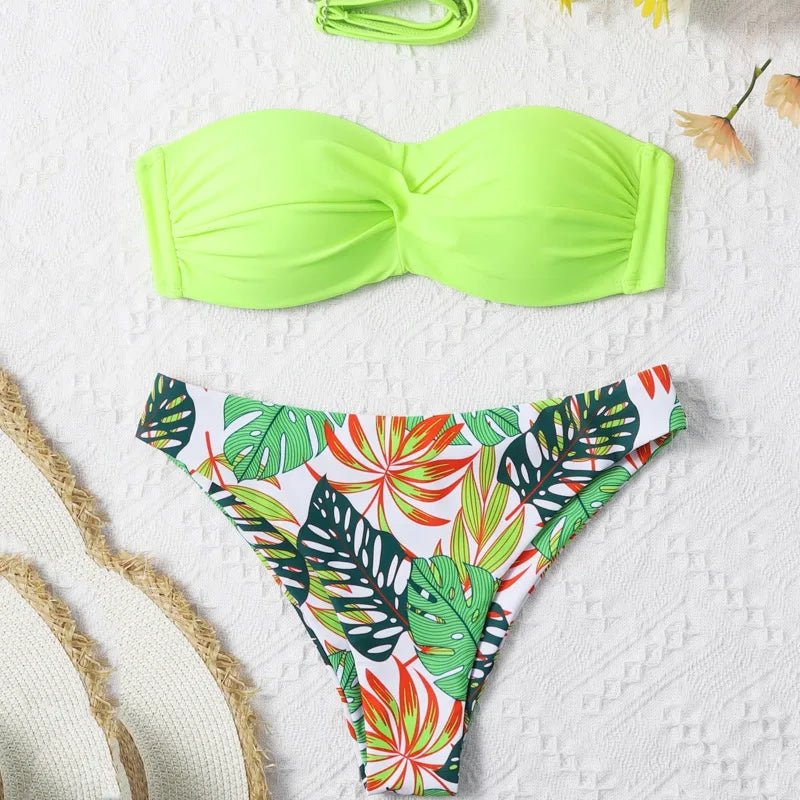 Bikini con Top Versátil y Estampado Tropical Ref. 0500 - Marea Bella Swimwear