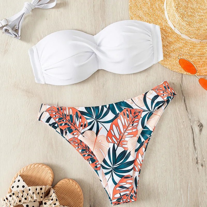 Bikini con Top Versátil y Estampado Tropical Ref. 0500 - Marea Bella Swimwear
