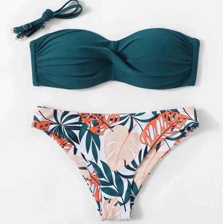 Bikini con Top Versátil y Estampado Tropical Ref. 0500 - Marea Bella Swimwear