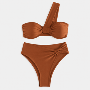 Bikini de Un Hombro con Detalle Retorcido Ref. 0755 - Marea Bella Swimwear