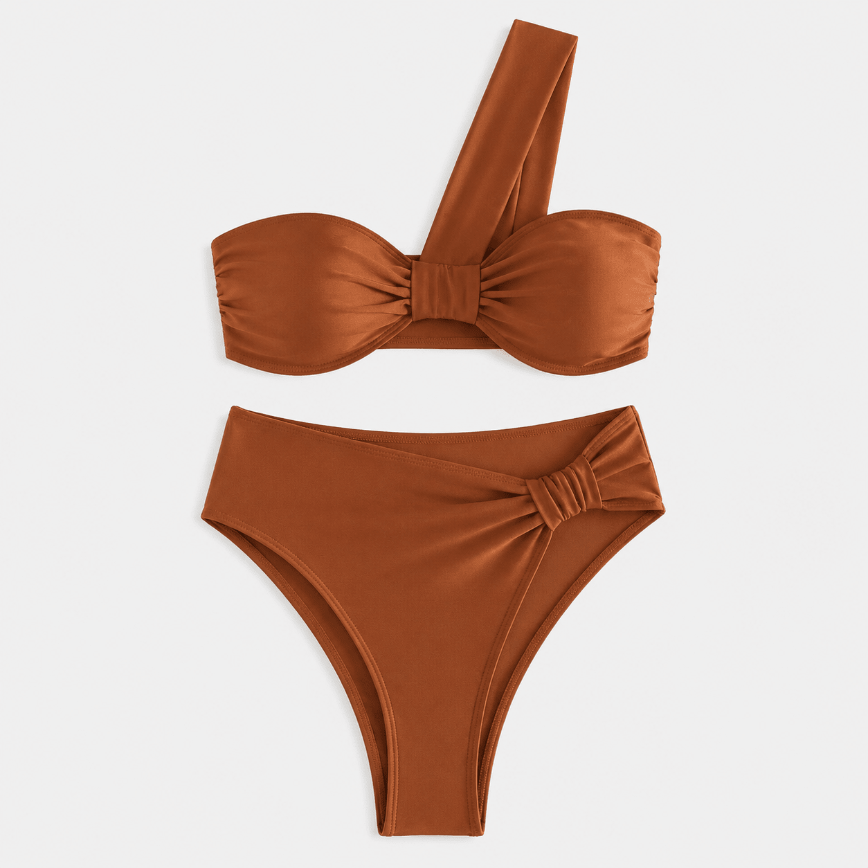 Bikini de Un Hombro con Detalle Retorcido Ref. 0755 - Marea Bella Swimwear