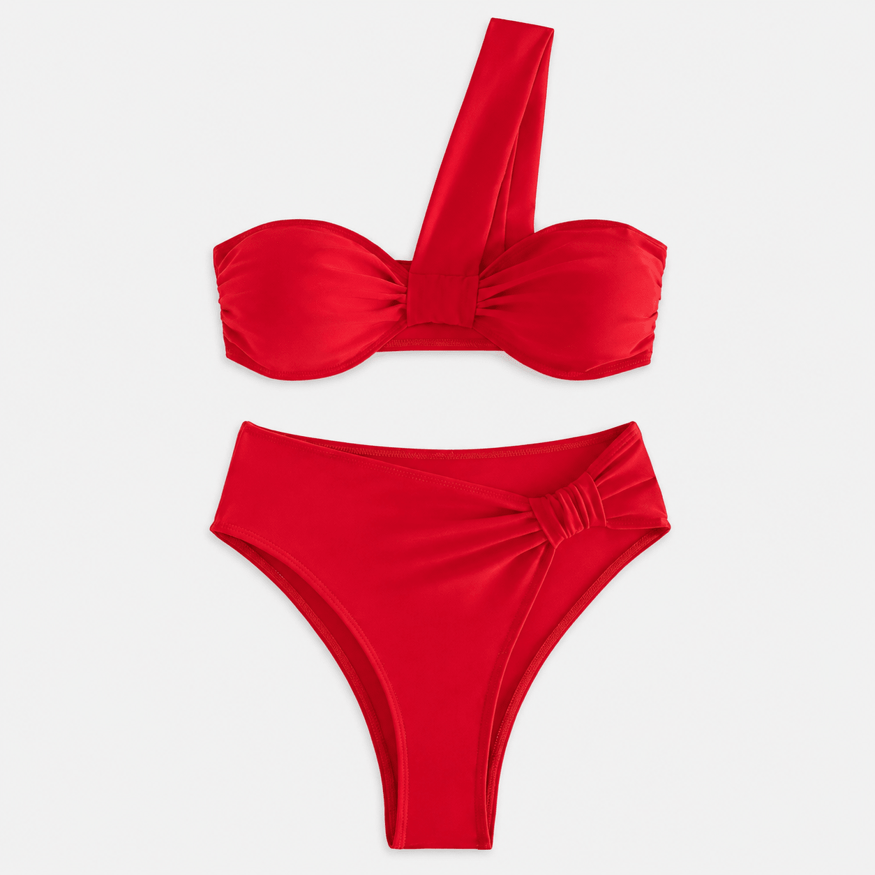 Bikini de Un Hombro con Detalle Retorcido Ref. 0755 - Marea Bella Swimwear