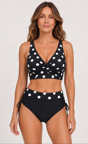 Bikini Estampado de Lunares y Top Cruzado con Cintura Alta Ref. 0751 - Marea Bella Swimwear