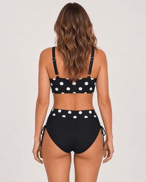 Bikini Estampado de Lunares y Top Cruzado con Cintura Alta Ref. 0751 - Marea Bella Swimwear