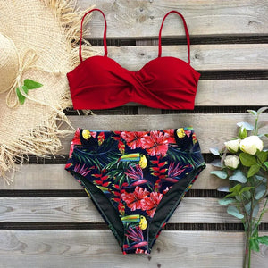 Bikini Estampado con Cintura Alta y Top Retorcido Ref. 0506 - Marea Bella Swimwear