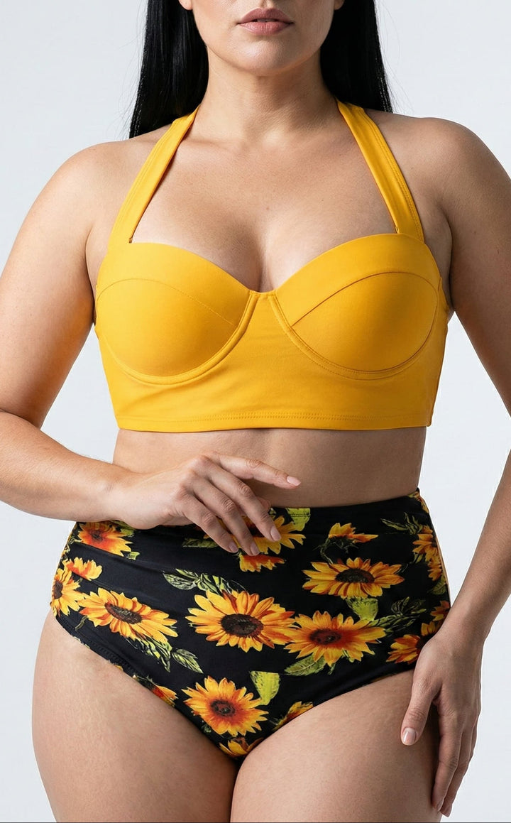 Bikini Plus Size con Lazo en el Cuello y cintura alta Ref: 0658 - Marea Bella Swimwear