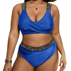 Bikini Plus Size con Tirantes Brillantes y Banda Cruzada Ref. 0650 - Marea Bella Swimwear