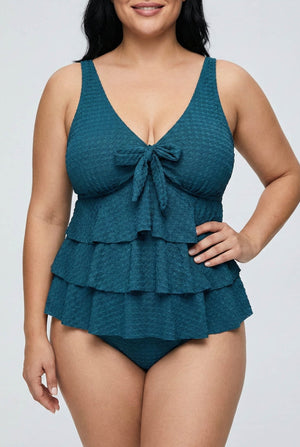 Bikini Plus Size con Volantes y Lazo Frontal Ref. 0659 - Marea Bella Swimwear