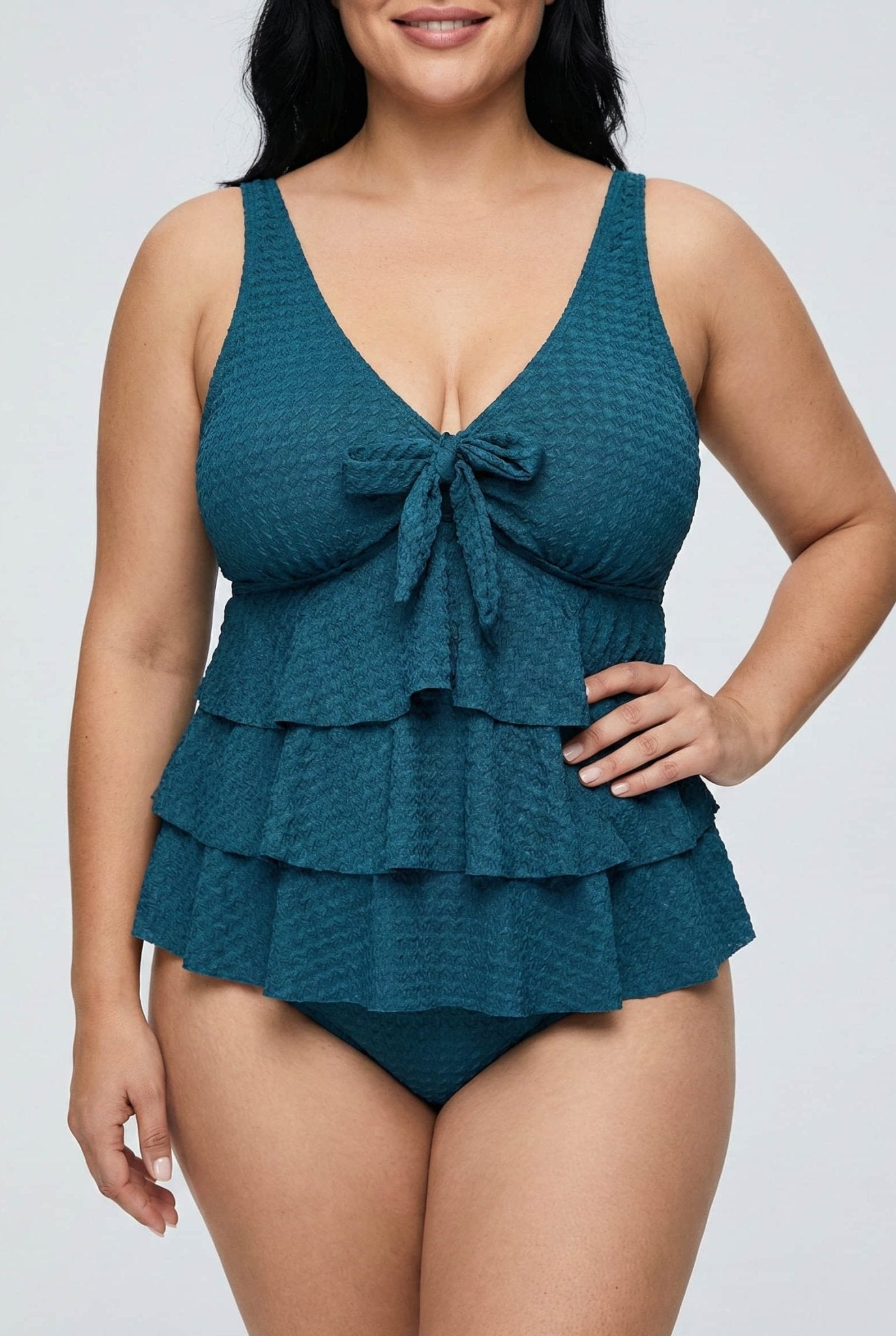 Bikini Plus Size con Volantes y Lazo Frontal Ref. 0659 - Marea Bella Swimwear