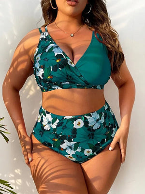 Bikini Plus Size de Cintura Alta con Tirantes Dobles y Estampado Floral Ref. 0652 - Marea Bella Swimwear