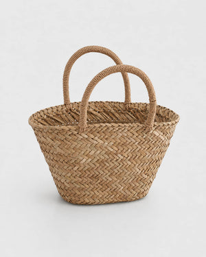 Bolso Cesta con Trenzado Diagonal y Asas Revestidas Ref. 0814 - Marea Bella Swimwear