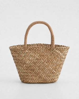 Bolso Cesta con Trenzado Diagonal y Asas Revestidas Ref. 0814 - Marea Bella Swimwear