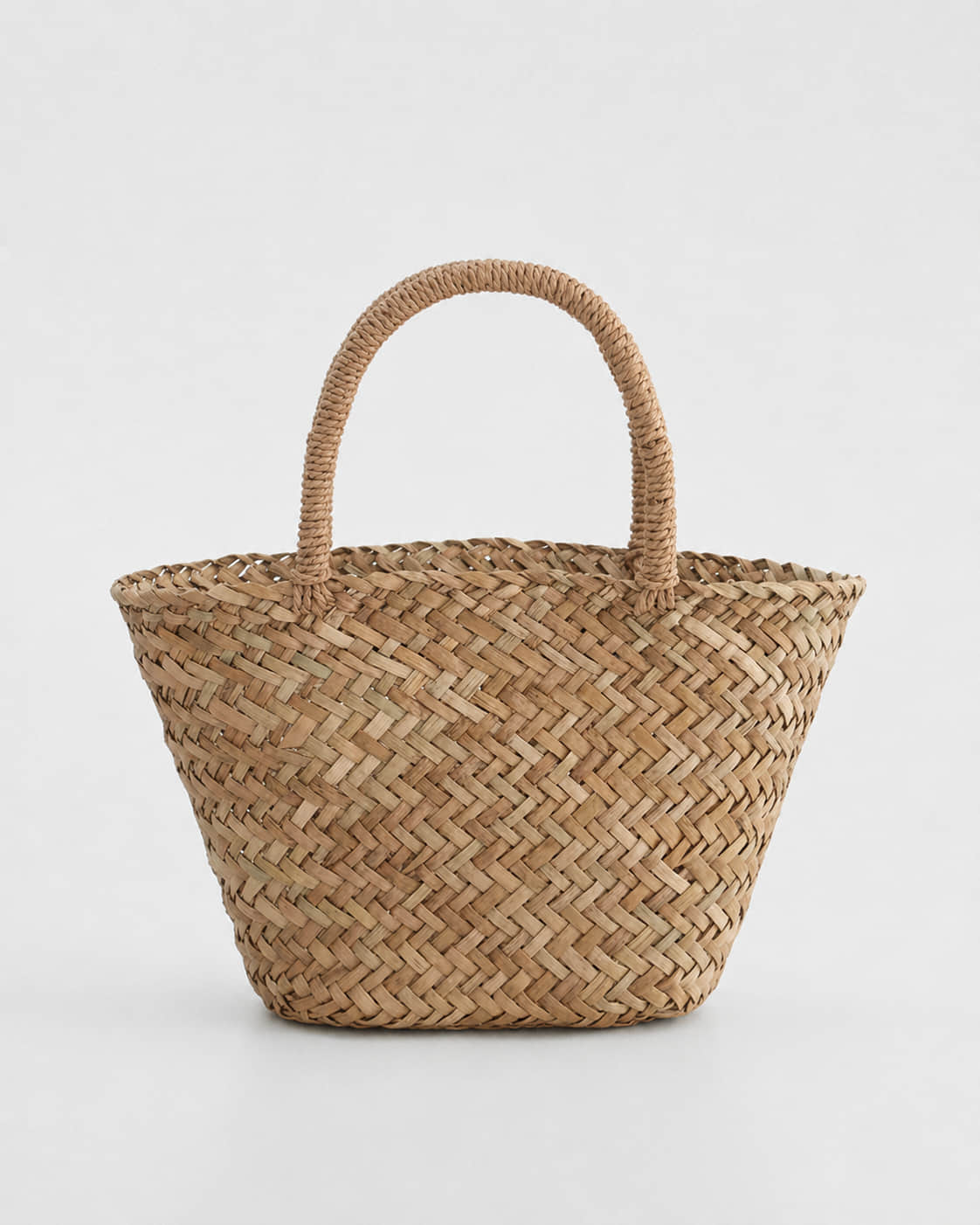 Bolso Cesta con Trenzado Diagonal y Asas Revestidas Ref. 0814 - Marea Bella Swimwear