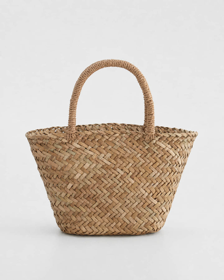 Bolso Cesta con Trenzado Diagonal y Asas Revestidas Ref. 0814 - Marea Bella Swimwear