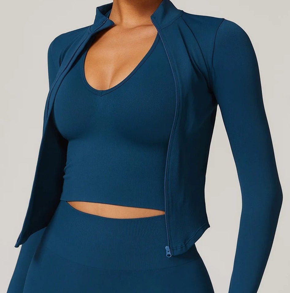 Chaqueta Deportiva Lisa con Cierre Frontal y Cuello Alto Ref. 1088 - Marea Bella Swimwear