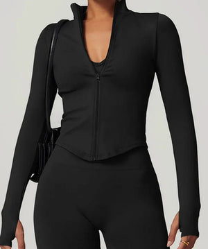 Chaqueta Deportiva Lisa con Cierre Frontal y Cuello Alto Ref. 1088 - Marea Bella Swimwear