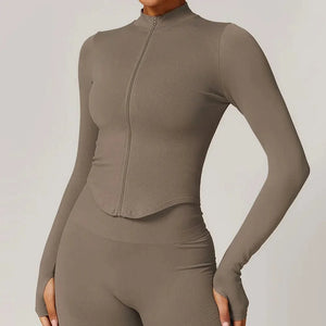 Chaqueta Deportiva Lisa con Cierre Frontal y Cuello Alto Ref. 1088 - Marea Bella Swimwear