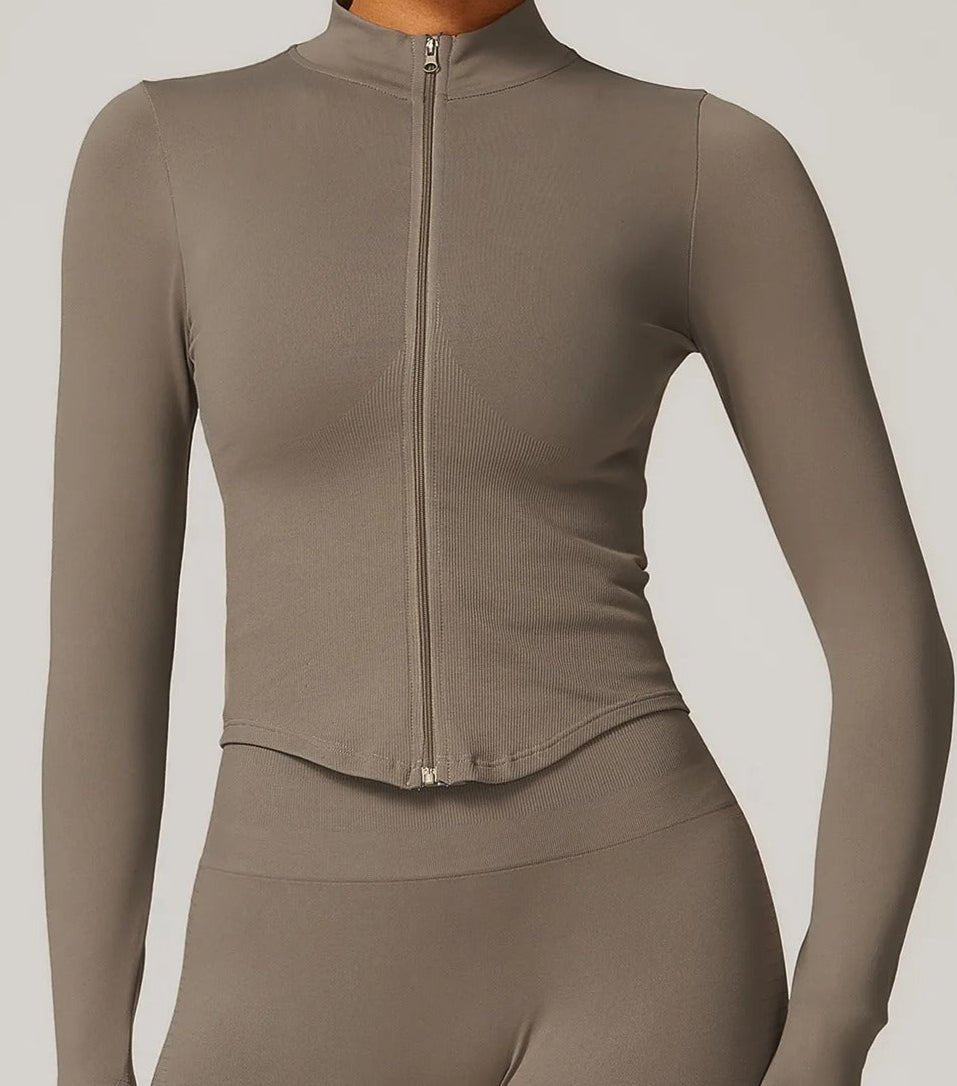 Chaqueta Deportiva Lisa con Cierre Frontal y Cuello Alto Ref. 1088 - Marea Bella Swimwear
