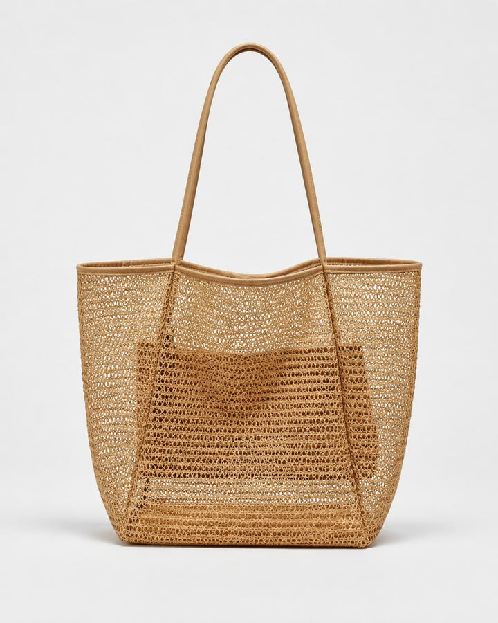 Bolso Tote de Rafia con Trama Abierta y Asas Largas Ref. 0807 - Marea Bella Swimwear