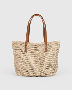 Bolso Tote de Rafia con Trama Calada y Asas Largas Ref. 0806 - Marea Bella Swimwear