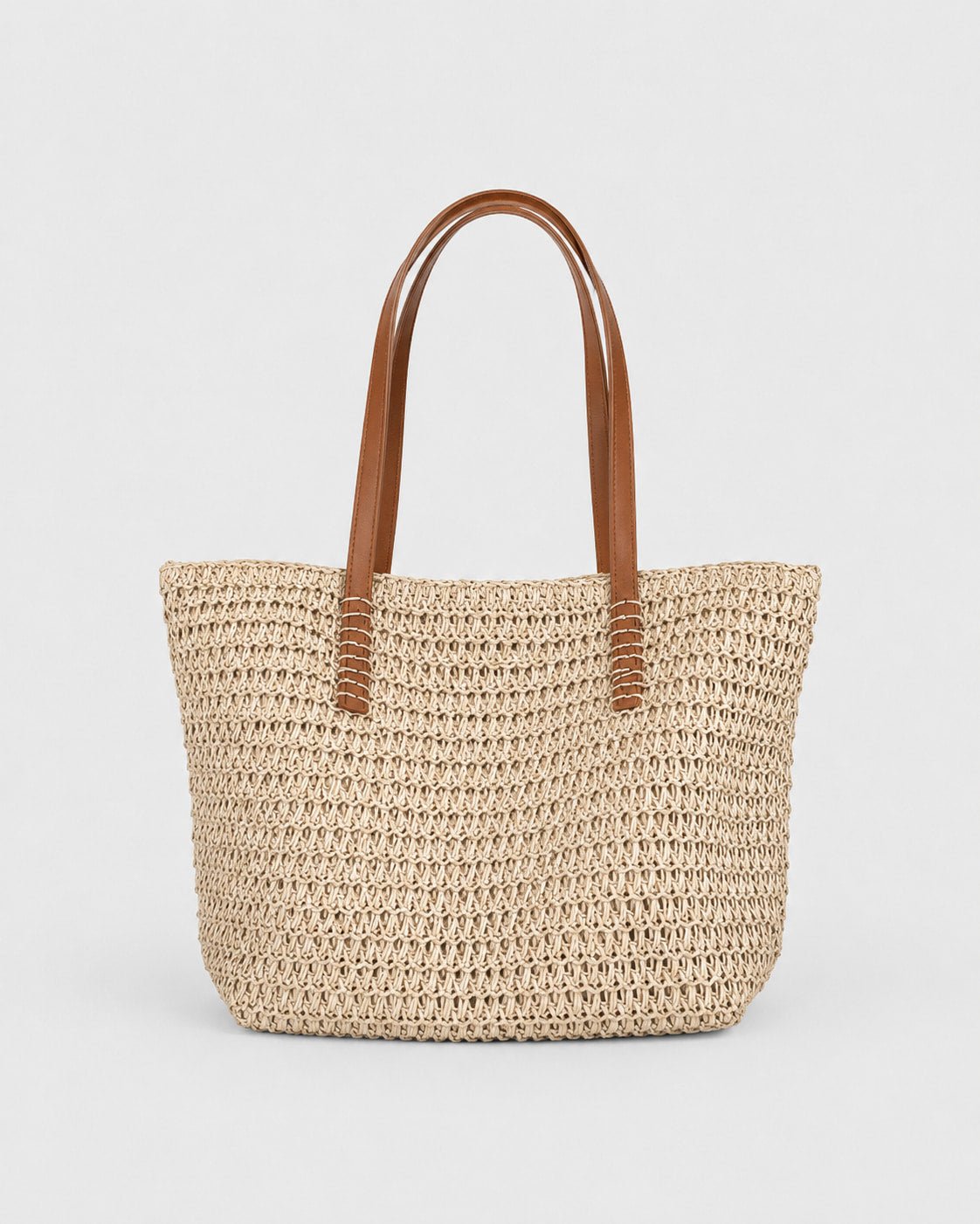 Bolso Tote de Rafia con Trama Calada y Asas Largas Ref. 0806 - Marea Bella Swimwear