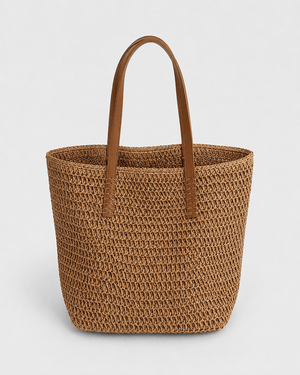 Bolso Tote de Rafia con Trama Calada y Asas Largas Ref. 0806 - Marea Bella Swimwear