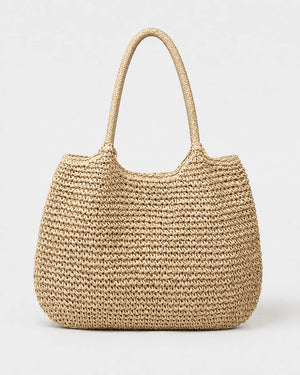 Bolso Tote Redondeado de Tejido de Rafia con Asas Dobles Ref. 0803 - Marea Bella Swimwear