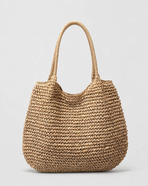 Bolso Tote Redondeado de Tejido de Rafia con Asas Dobles Ref. 0803 - Marea Bella Swimwear