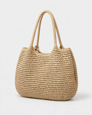 Bolso Tote Redondeado de Tejido de Rafia con Asas Dobles Ref. 0803 - Marea Bella Swimwear
