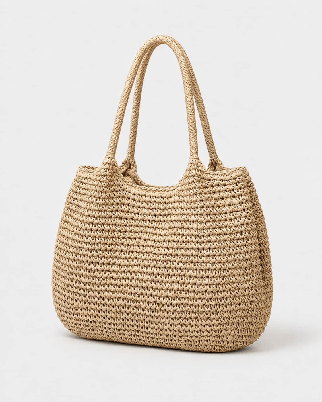 Bolso Tote Redondeado de Tejido de Rafia con Asas Dobles Ref. 0803 - Marea Bella Swimwear
