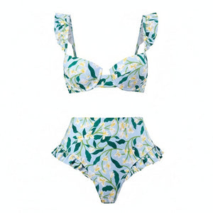 Conjunto de Bikini con Estampado Floral y Falda Pareo Ref. 0571 - Marea Bella Swimwear
