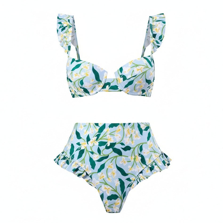 Conjunto de Bikini con Estampado Floral y Falda Pareo Ref. 0571 - Marea Bella Swimwear