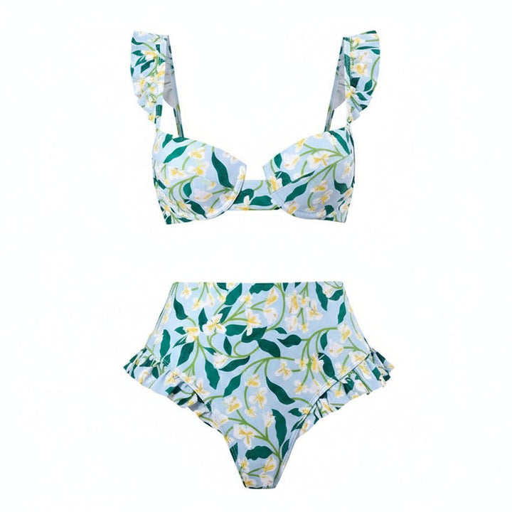 Conjunto de Bikini con Estampado Floral y Falda Pareo Ref. 0571 - Marea Bella Swimwear