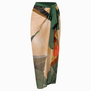 Conjunto de Bañador Drapeado y Falda Estampada Tropical Ref. 0568 - Marea Bella Swimwear
