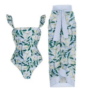 Conjunto de Bañador Estampado con Pareo Ref. 0573 - Marea Bella Swimwear