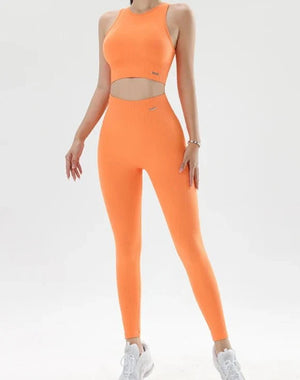 Conjunto Deportivo Acanalado con Top Halter y Leggings Ref. 1043 - Marea Bella Swimwear