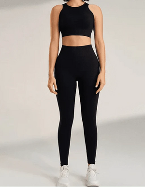 Conjunto Deportivo Acanalado con Top Halter y Leggings Ref. 1043 - Marea Bella Swimwear