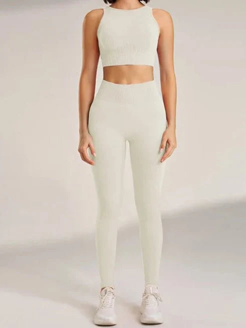 Conjunto Deportivo Acanalado con Top Halter y Leggings Ref. 1043 - Marea Bella Swimwear