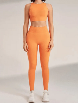 Conjunto Deportivo Acanalado con Top Halter y Leggings Ref. 1043 - Marea Bella Swimwear